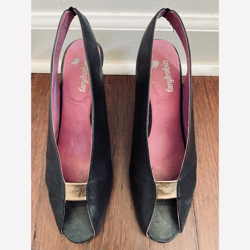 FARYLROBIN Vintage Art Deco Peep Toe Heels